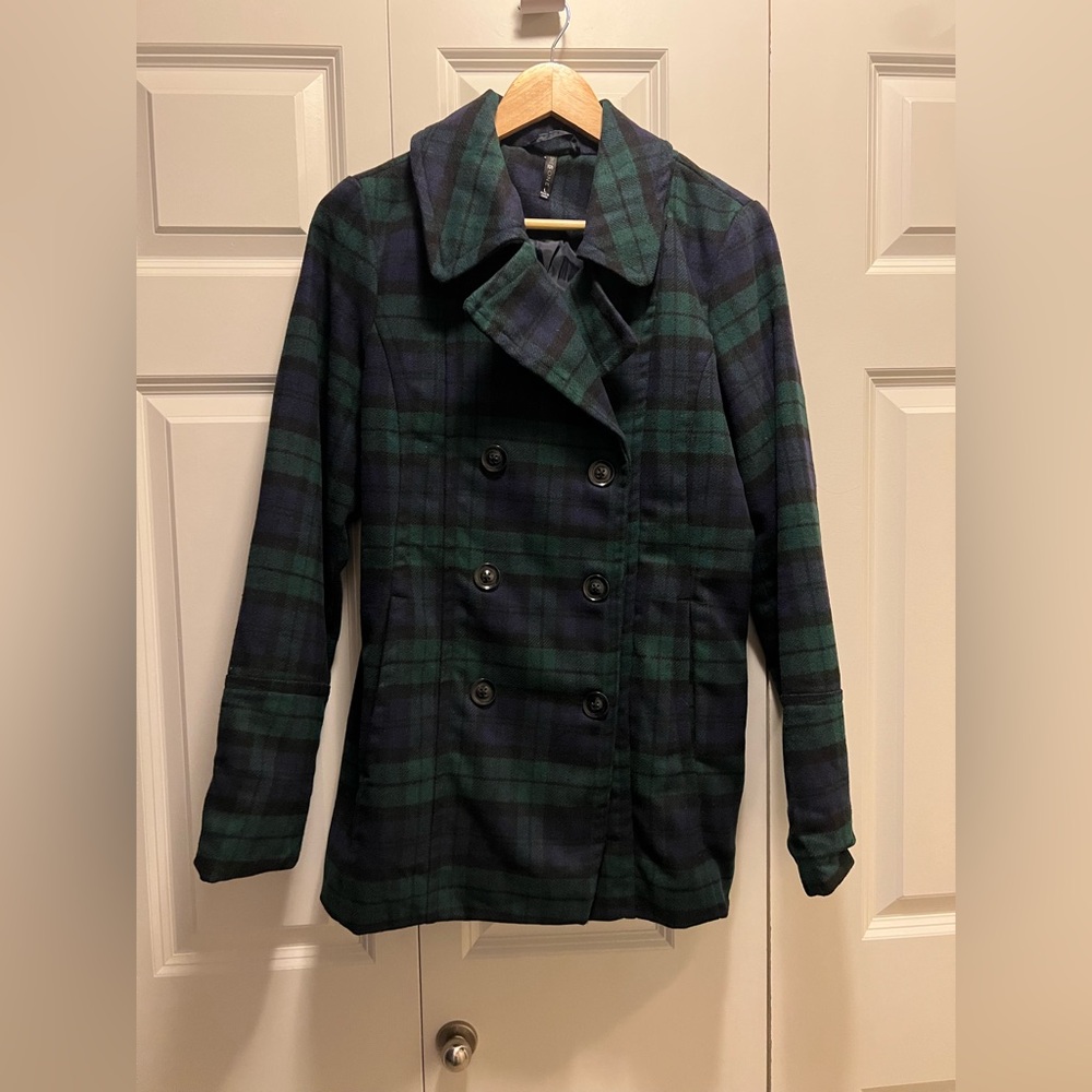 Women’s Plaid Peacoat